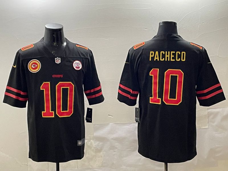 Men Kansas City Chiefs #10 Pacheco Black 2025 Nike Vapor Limited NFL Jersey style 1